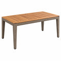 Gartentisch 160 x 90 x 75 cm Holz und Geflecht Naturbraun Graubraun moderner Outdoor Esstisch