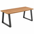 Gartentisch 180 x 90 x 75 cm aus Holz und Metall in Natur Schwarz mit Lattenplatte