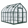 Gewächshaus 244 x 193 x 202 cm Aluminium Polycarbonat Dunkelgrün mit Runddach und Dachfenstern