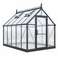 Gewächshaus 190 x 190 x 195 cm Aluminium Schwarz mit Polycarbonatplatten Viktorianischer Stil