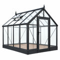 Gewächshaus 300 x 250 x 290 cm schwarzes Metall und transparente Verglasung mit Tür und Dachfenster