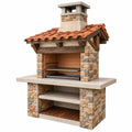 Gartenkamin Grill 120 x 70 x 220 cm Naturstein Holz Terrakotta Landhausstil