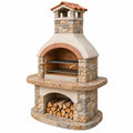 Gartengrill 140 x 90 x 230 cm aus Naturstein Beige Braun mit Kamin und Grillrosten