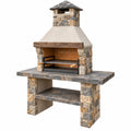 Gartenkamin 160 x 75 x 230 cm Naturstein Beton Anthrazit Beige mit Grillrost für Außenbereich