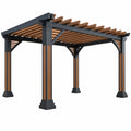 Pergola 400 x 300 x 250 cm aus Metall schwarz braun mit Lamellendach für Garten