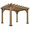 Holzpergola 300 x 300 x 250 cm Naturbraun für Garten mit offenem Lattendach