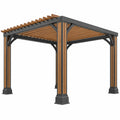 Pergola 300 x 300 x 240 cm aus Metall und Holz Braun Schwarz mit Lamellendach