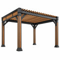Pergola 300 x 300 x 240 cm aus Stahl und Holz in Schwarz/Natur - offene Lamellenkonstruktion für den Außenbereich