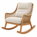 Schaukelstuhl 95 x 70 x 100 cm Holz Rattan Beige mit Polsterung