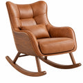 Schaukelstuhl 100 x 74 x 102 cm Kunstleder Cognac Holzgestell gepolstert