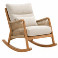 Schaukelstuhl 95 x 75 x 100 cm Naturholz Beige mit Kordelgeflecht Relaxsessel