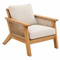 Sessel 75 x 80 x 85 cm Holz Naturbeige mit Kordelgeflecht und Polsterung