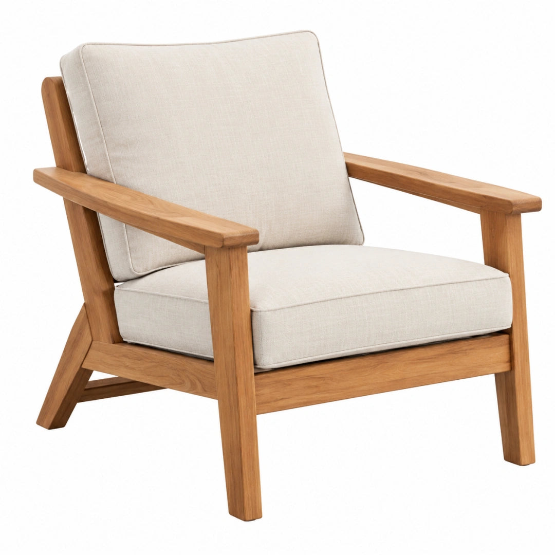 Sessel 76 x 79 x 82 cm Holz Beige gepolstert im skandinavischen Stil