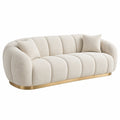 2-Sitzer Sofa 220 cm Bouclé Creme mit Metallfuß Modern