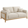 2-Sitzer Sofa 160 cm Beige mit Stoffbezug und Holzgestell im skandinavischen Stil