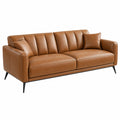2-Sitzer Sofa 200 x 90 x 85 cm in Cognacbraun Lederoptik mit Metallfüßen