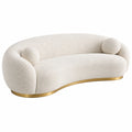 2-Sitzer Sofa 220 x 100 x 78 cm Bouclé Creme mit Metallfuß Goldfarben - Geschwungenes Wohnzimmer Sofa
