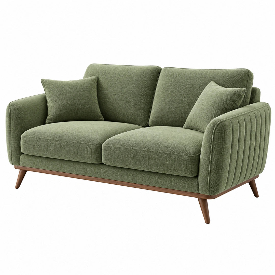2-Sitzer-Sofa 160 x 88 x 85 cm Grün Textil mit Holzfüßen Retro-Stil