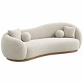 Sofa 220 x 95 x 75 cm in Creme mit Bouclé-Stoff und Holzsockel - organisches Design