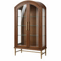 Vitrine 100 x 45 x 190 cm Holz Glas dunkelbraun klassisch mit Glastüren