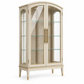 Vitrine 90 x 45 x 190 cm Glas Beige Gold klassischer Stil mit 2 Türen