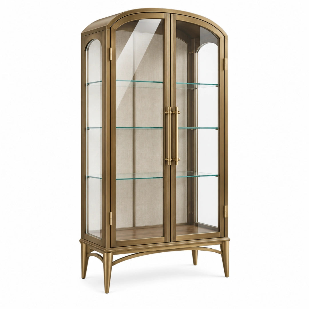 Vitrine 90 x 45 x 190 cm Metall Glas Bronze klassischer Stil mit Glastüren